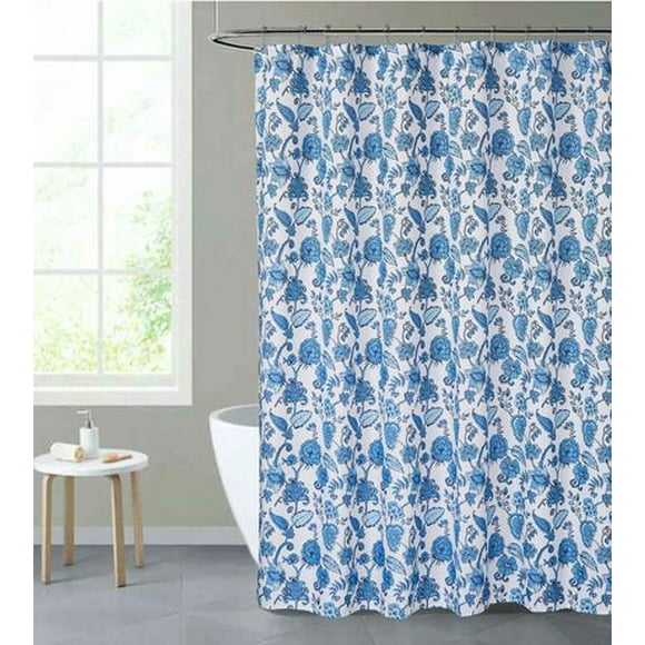 Chaps Shower Curtains with Hooks - Linen Textured Waterproof Curtain 10 Easy-slide Hooks