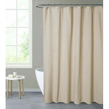 Chaps Shower Curtains with Hooks - Linen Textured Waterproof Curtain 10 Easy-slide Hooks, Includes 12 Roller Hooks