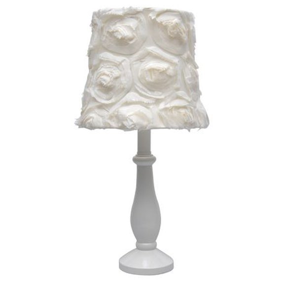 16" Fabric Rosette Table Lamp, Cream