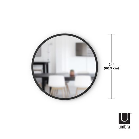 Umbra Hub Decorative Round Wall Mirror, Round Mirror With Black Frame 9 6 In