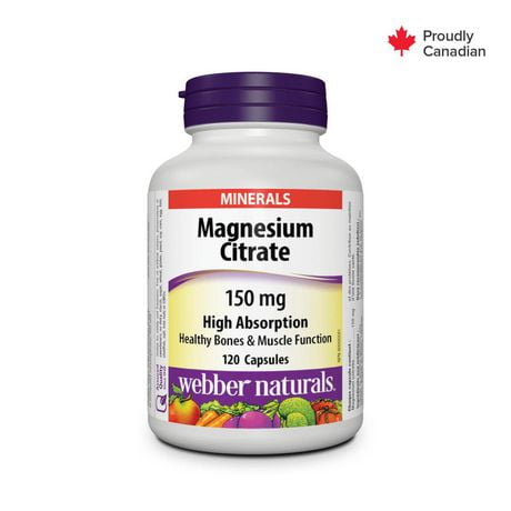 Webber Naturals Citrate de Magnésium Forte absorption, 150 mg 120 capsules