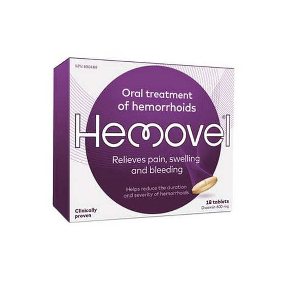 Hemovel – #1 oral treatment of Hemorrhoids in Canada, 18 tablets