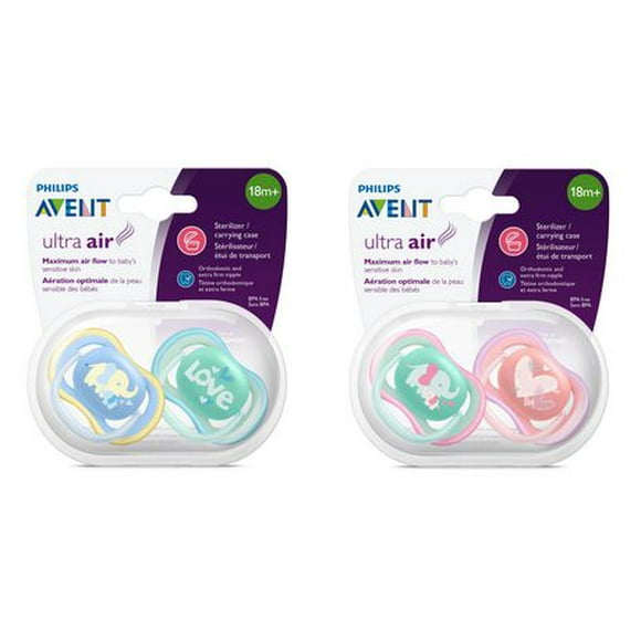 Philips Avent Ultra Air Pacifier 18m+, Various Colors, 2 pack, SCF349/16, 2 pack Ultra Air Pacifier