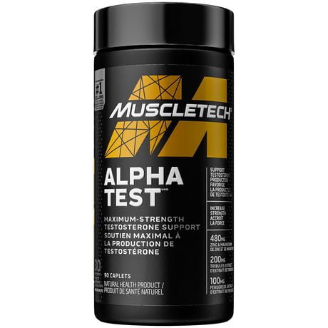 MuscleTech AlphaTest Testosterone Booster for Men, Tribulus Terrestris for Men, Max-Strength ATP & Test Booster for Men, Boost Free Testosterone and Enhance ATP Levels, 90 Capsules, 90 capsules