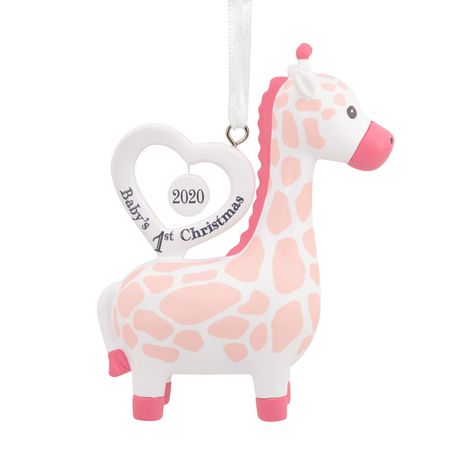 christmas hallmark giraffe ornament baby 1st pink ornaments