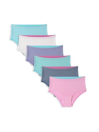 Girls True Comfort Modal Assorted Brief Underwear, 6 Pack, Sizes 6
