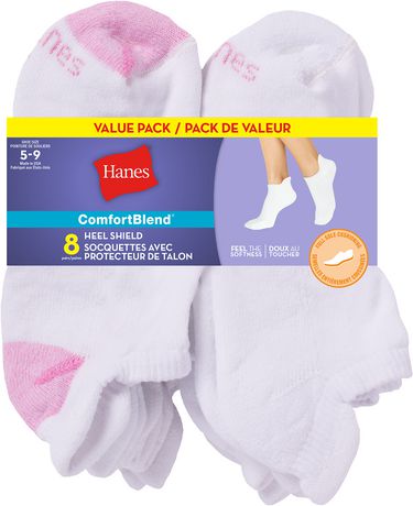 Hanes Women's 8 Pack Heel Shield Socks 