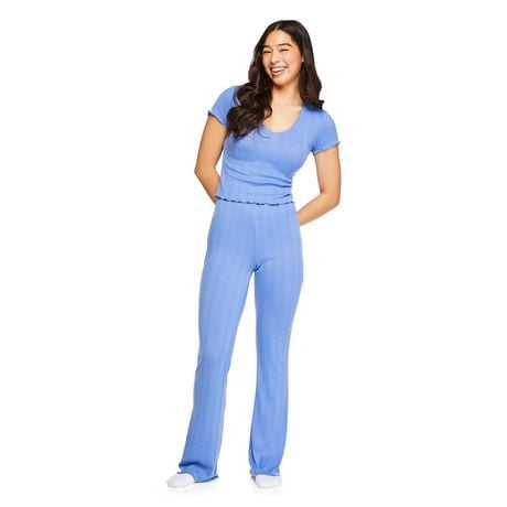 No Boundaries Women's Pointelle Tee 2-Piece Set