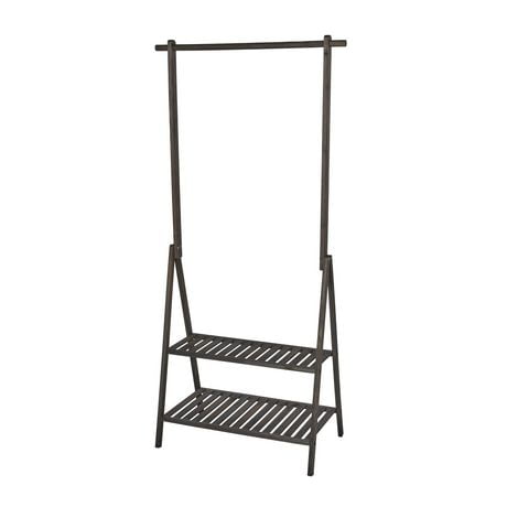 Mainstays Wood Garment Rack, 2-in-1, Dark Wood