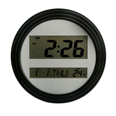 Mainstays Black Digital Wall Clock, Black Digital Clock