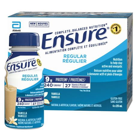 Ensure Regular, Nutritional Supplement Shake, Nutrition To Stay Active And Energetic, Vanilla, 6 x 235-mL Bottles, 6 x 235-mL (6-Pack)