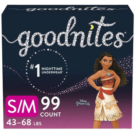 Sous-vêtements Goodnites contre l’énurésie nocturne pour filles, P/M (43 à 68 lb), 99 unités