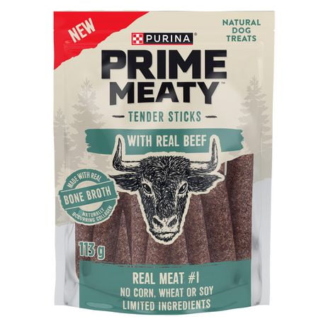 Prime Meaty Bâtonnets avec du Vrai Bœuf, Gâteries Naturelles pour Chiens 113 g NB-24M