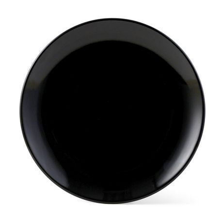 Mainstays Glazed Black Round Stoneware Dinner Plate, 10.3”, Color glaze with stoneware