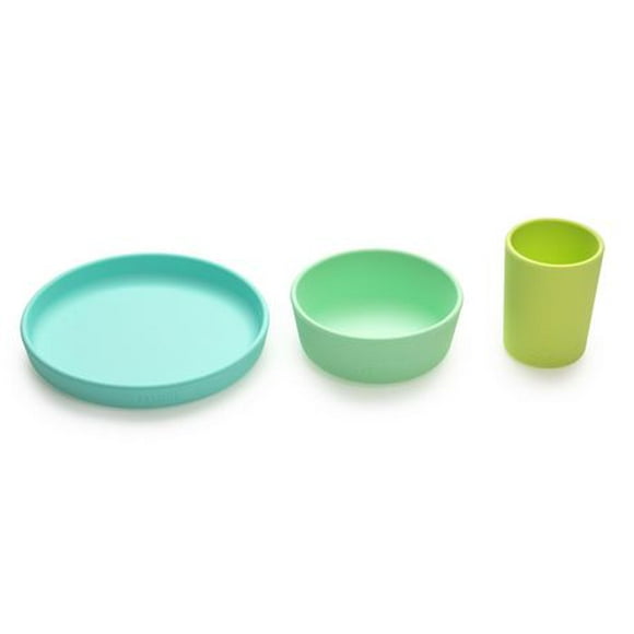 3 Piece 100% Silicone Feeding Meal Set, Plate, Bowl, Cup – Dishwasher & Microwave Safe. 6 months 6m+