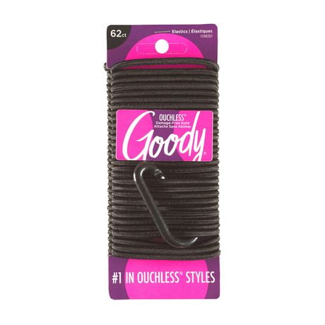 Goody Ouchless Elastics Black - 62 Ct with Carbiner Clip, Goody Elastics