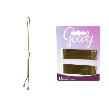 Goody Ouchless Bobby Pins, 3" Hair Pins, Secure Hold, 18 Ct, Bobby Pin Roller Fasteners - Brown