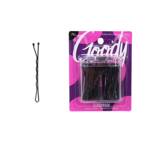 Goody Secure Hair in Place Bobby Pins, 75 Bobby Pins Black