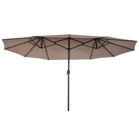 Outsunny 6.5x10ft Rectangle Solar Powered Tilt Patio Umbrella Aluminum ...