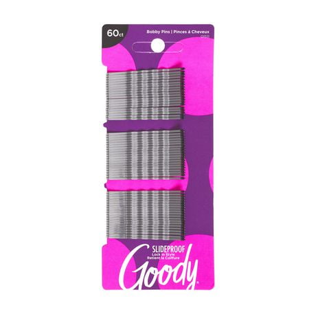 Goody Ouchless Bobby Pins, Slide-Proof Black Hair Pins, 60 Ct, 60 Bobby Pins Black