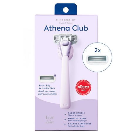 Athena Club 5-Blade Razor Kit, Lilac, Razor + 2 Blade Refills + Hook