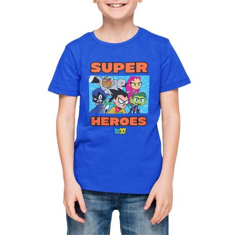 Teen Titans T-shirt de base pour garçon. Ce t-shirt à col rond pour garçons a des manches courtes et un imprimé tendance et