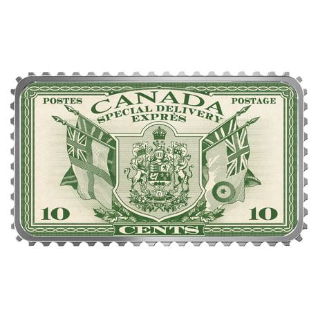 Pièce colorée en argent pur - Timbres historiques du Canada: armoiries et drapeaux Livraison spéciale