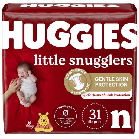 HUGGIES Little Snugglers Baby Diapers, Jumbo Pack, Sizes: Newborn - 2 | 32-29 Count