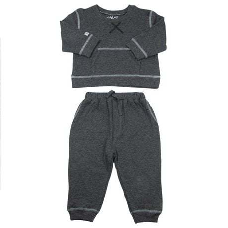 Juddlies Designs - Baby, Toddler - Breathe EZE Collection - Cotton Two Piece Jogger Set - Charcoal Grey Fleck