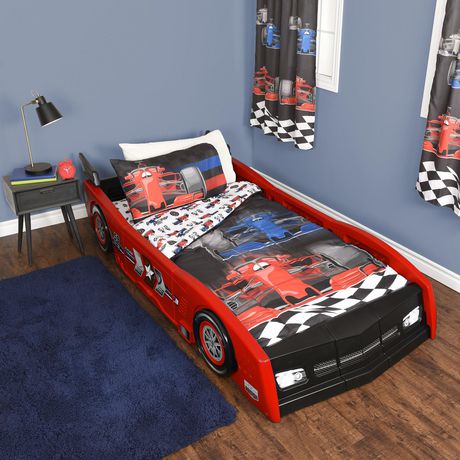 Race Car 4 Piece Twin Bedding Set, Lightning Mcqueen Bed Frame Rooms To Go