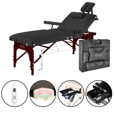 Master Massage 31 Inch Montclair Salon Therma-Top Portable Massage Table Package, Black Color with Memory Foam