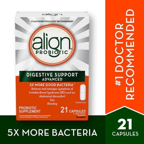 Probiotique Align Avancé, probiotique quotidien pour la santé digestive, la marque de probiotiques la plus recommandée par les médecins‡ 21 cap végé
