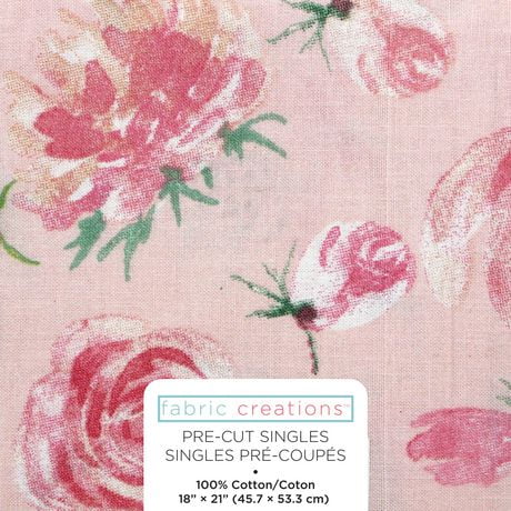 Fabric Creations Light Pink With Painted Pink Flowers Fat Quarter Pre 