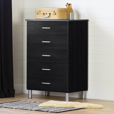 South Shore Cosmos Collection 5 Drawer Chest Black Onyx And