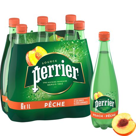 Perrier Peach Sparkling Carbonated Water – 6x1 L Bottle | Walmart Canada