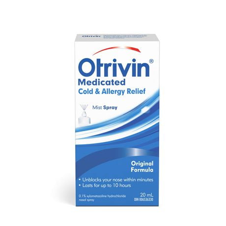 Otrivin Medicated Cold & Allergy Relief Nasal Decongestant, 20ml Mist Spray