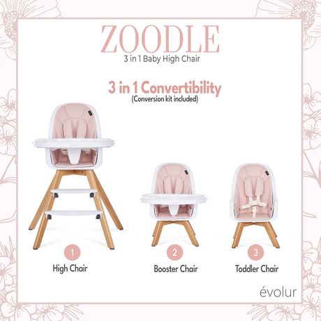 Chaise haute 3-en-1 Zoodle par Evolur