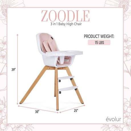 Chaise haute 3-en-1 Zoodle par Evolur