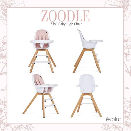 Chaise haute 3-en-1 Zoodle par Evolur