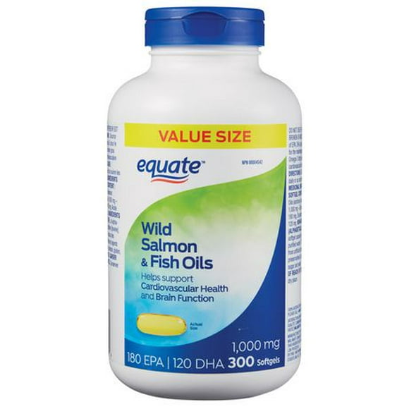 Equate Wild Salmon & Fish Oils 1000mg 180 EPA/120 DHA, 300 Softgels