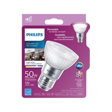 PHILIPS LED 50W PAR20 Bright White Dimmable Reflector bulb