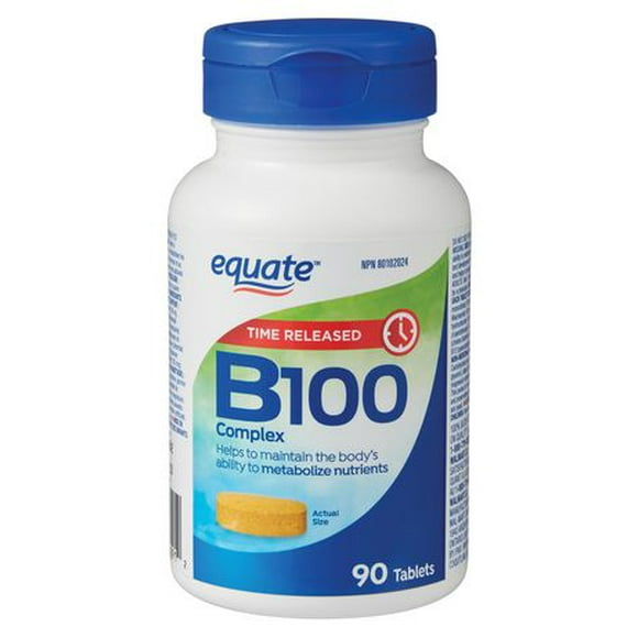 Equate Vitamin B100 Complex Timed Release, 90 Tablets