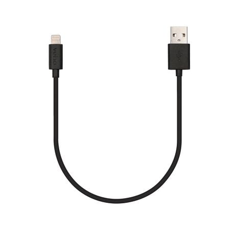 Veho Pebble Certified MFi Lightning to USB Charge & Sync Cable, 0.7ft - Black