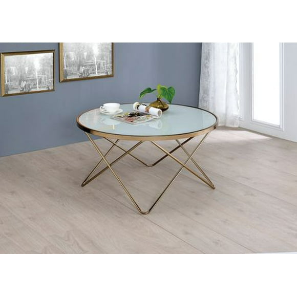 ACME Valora Coffee Table in Champagne & Frosted Glass