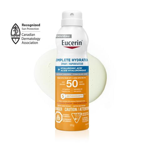 Eucerin Sun Complete Hydration Sunscreen Spray for Body with SPF 50, 170 g | Sunscreen Spray with Hyaluronic Acid and 5 Antioxidants, Beyond Sun Protection