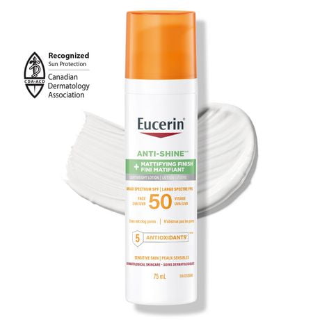 Écran solaire pour le visage Eucerin Sun Anti-brillance avec FPS 50, 75 ml | Écran solaire matifiant avec 5 antioxydants Plus qu'une protection solaire