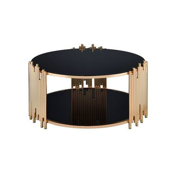 ACME Tanquin Coffee Table in Gold & Black Glass