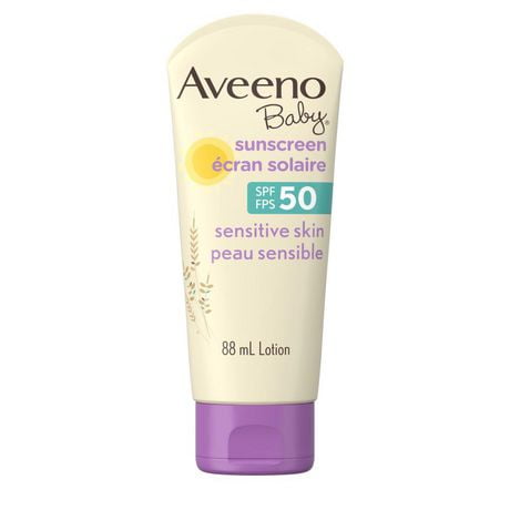 Aveeno Baby Mineral Sunscreen Lotion SPF 50 - 100% Naturally Sourced Zinc Oxide for Sensitive Skin - Water Resistant, 88 mL