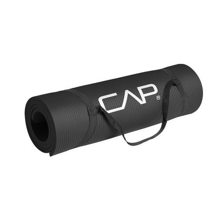 CAP Tapis d'exercice surdimensionné haute densité avec sangle de transport, 15 mm (75 po x 39 po), Noir