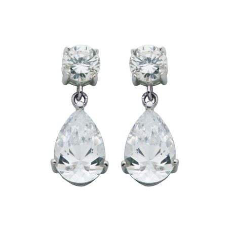 Round Brilliant Cut Cubic Zirconia CZ Crystal .925 Sterling Silver Stud Earrings